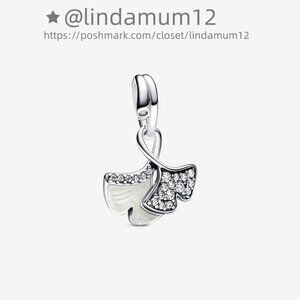 Pandora Double Gingko Leaves Sparkling Dangle Charm